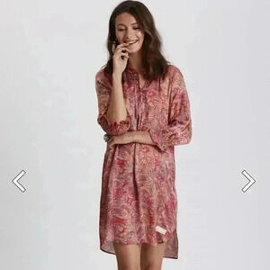 Odd Molly Deep Groove Garden Dress Size 3 / Large Pink Paisley Silky Viscose